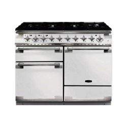 Rangemaster Elise 110cm Dual Fuel 94250 Range Cooker in White with 6 Burner FSD Hob